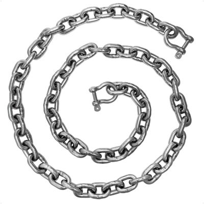 Five Oceans 1/4" x 2' Boat Anchor Chain with 2 Stainless Steel Shackles, G4 High Test Stainless Steel Chain - FO4492-S2