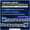 Five Oceans 1/4" x 2' Boat Anchor Chain with 2 Stainless Steel Shackles, G4 High Test Stainless Steel Chain - FO4492-S2 view 2