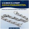 Five Oceans 1/4" x 2' Boat Anchor Chain with 2 Stainless Steel Shackles, G4 High Test Stainless Steel Chain - FO4492-S2 view 3