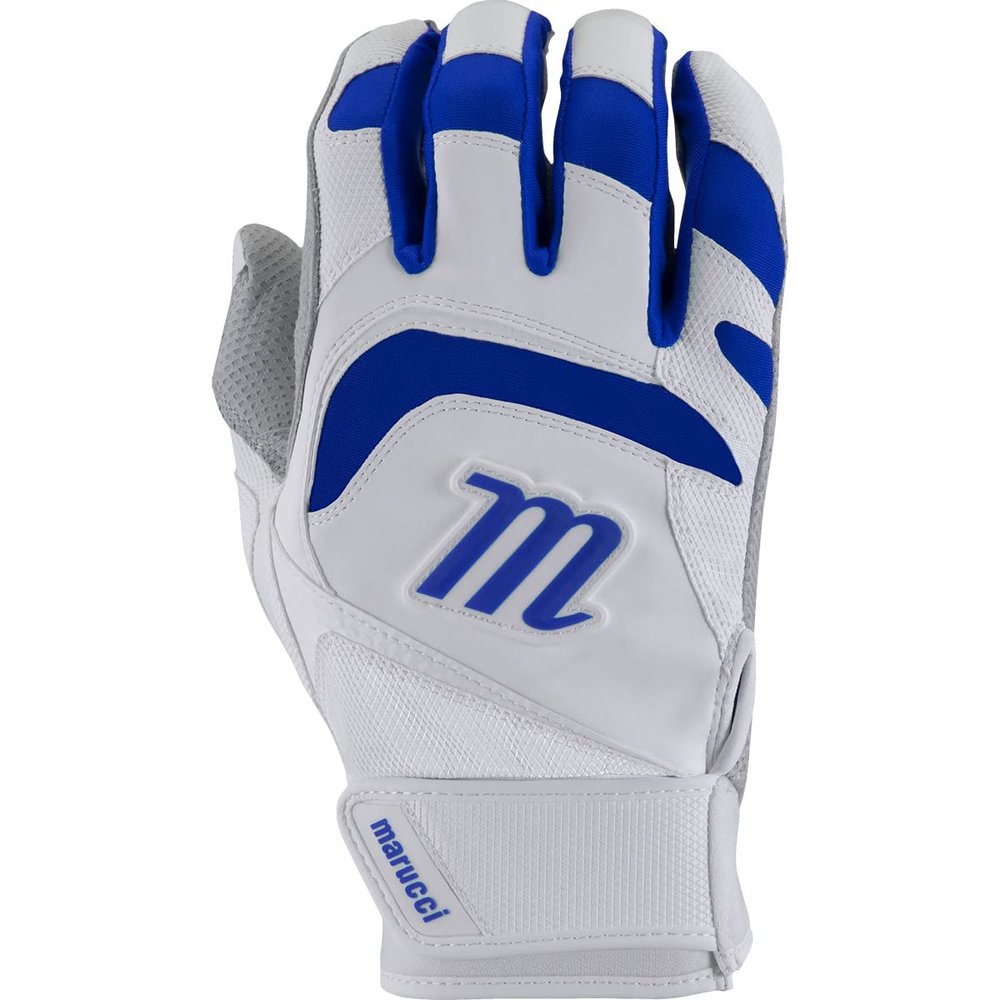 MARUCCI 2021 Adult Signature Batting Gloves, White/Royal Blue, Adult Large