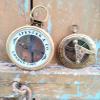 2 Piece Push Button Compass Antique Nautical Map Reader Compass 3" Brass Navigation Pocket Compass with Brown view 1