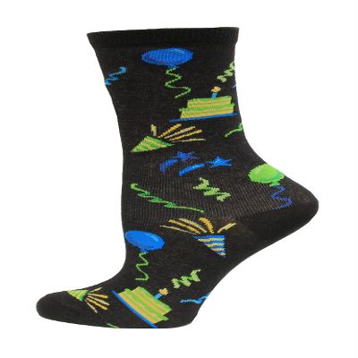 Hot Sox Kid's Celebration Crew Socks 1 Pair, Black, Kid's Shoe Size 10-13