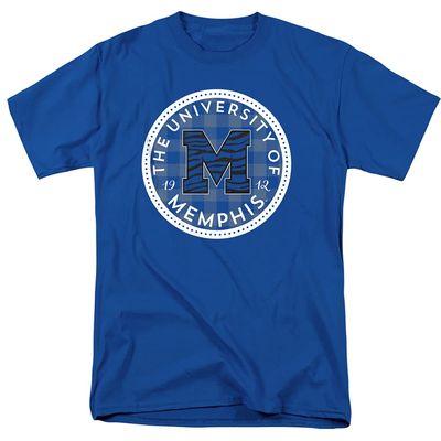 University of Memphis Official Plaid Badge Unisex Adult T-Shirt, Plaid Badge, 5X-Large