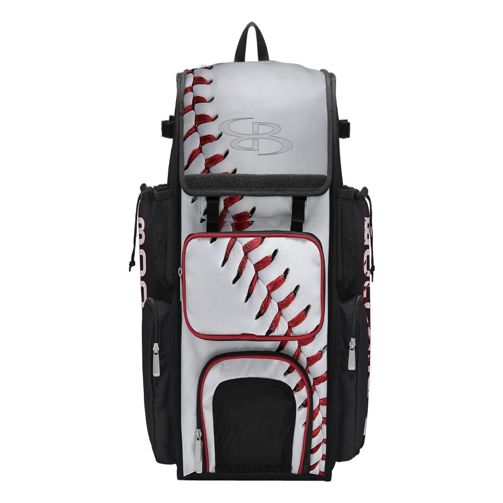 Boombah Superpack Bat Bag - Backpack Version (no wheels) - Holds 4 Bats - Homerun Baseball White/Black/Red