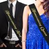 RibbonsNow Homecoming King and Homecoming Queen Sash Set (Black) Made in The USA view 1