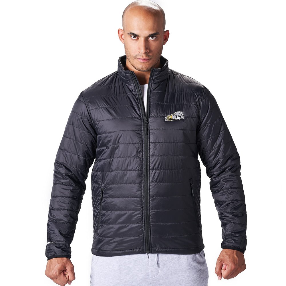 FIVE KNUCKLE BULLET Men's Puffer Jacket with Embroidered Logo. Lightweight Down Alternative. Zippered Pockets. (3X). Packable.
