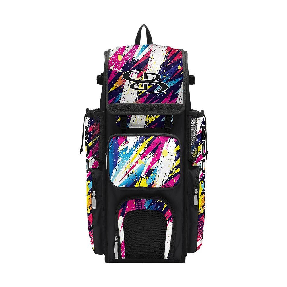 Boombah Superpack Bat Bag - Backpack Version (no wheels) - Holds 4 Bats - Shattered 2.0 Multi