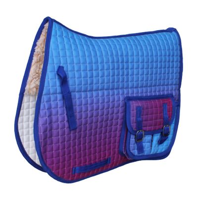 CHALLENGER Horse English Quilted Fur Padded All-Purpose Saddle Pad Ombre w/Pockets 72146