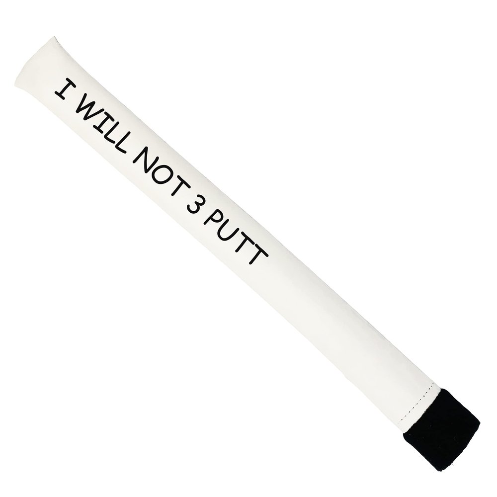 Sunfish I Will Not 3 Putt Leather Golf Alignment Stick Cover Holds 2 Sticks