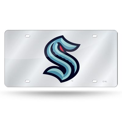 NHL Seattle Kraken Laser Inlaid Metal License Plate Tag, Silver