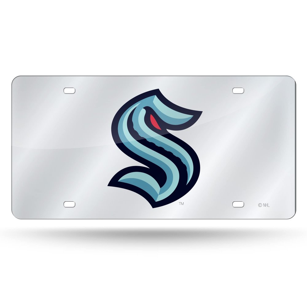 NHL Seattle Kraken Laser Inlaid Metal License Plate Tag, Silver