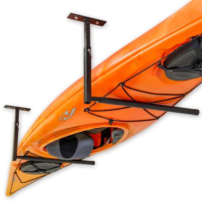 StoreYourBoard Adjustable Kayak Ceiling Rack Hi Port 2 Garage Ceiling Kayak Hanger | Adjustable Overhead Kayak Storage for Recreational & Touring Kayaks | Garage Organization | Holds 75 lbs