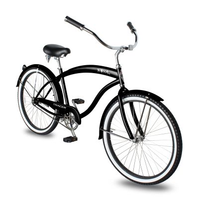 Tracer Beach Cruiser Bike for Adult, 26 Inch Wheels, Hi Ten Steel Frame, 1 Speed, Coaster Brake, Hybrid Bike for Adults, Complete Cruiser Bikes, Matte Black, Nova