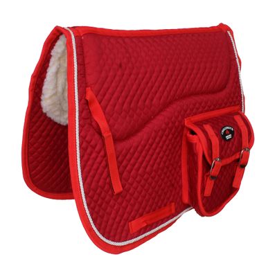 CHALLENGER Horse Saddle Pad 23"x18" English Quilted Fur Padded All-Purpose Red 7260RD