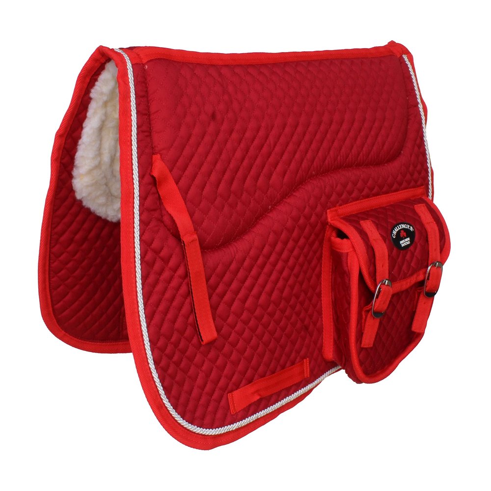 CHALLENGER Horse Saddle Pad 23"x18" English Quilted Fur Padded All-Purpose Red 7260RD