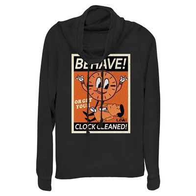Marvel Junior's Loki (TV Show) Always Watching Women's Long Sleeve Cowl Neck Pullover, Black, X-Small