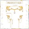 Hicarer 3 Pcs Halloween Rhinestone Leaf Headband Metal Elf Ears Fairy Costume Crown Princess Cosplay for Women(Gold) view 2
