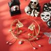 Hicarer 3 Pcs Halloween Rhinestone Leaf Headband Metal Elf Ears Fairy Costume Crown Princess Cosplay for Women(Gold) view 4