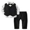 ARTMINE Toddler Boy Clothes Suit Gentleman Wedding Outfits, Formal Dress Shirt+Bowtie+Vest+Pants, US 6-12 Months = Tag 70 view 1