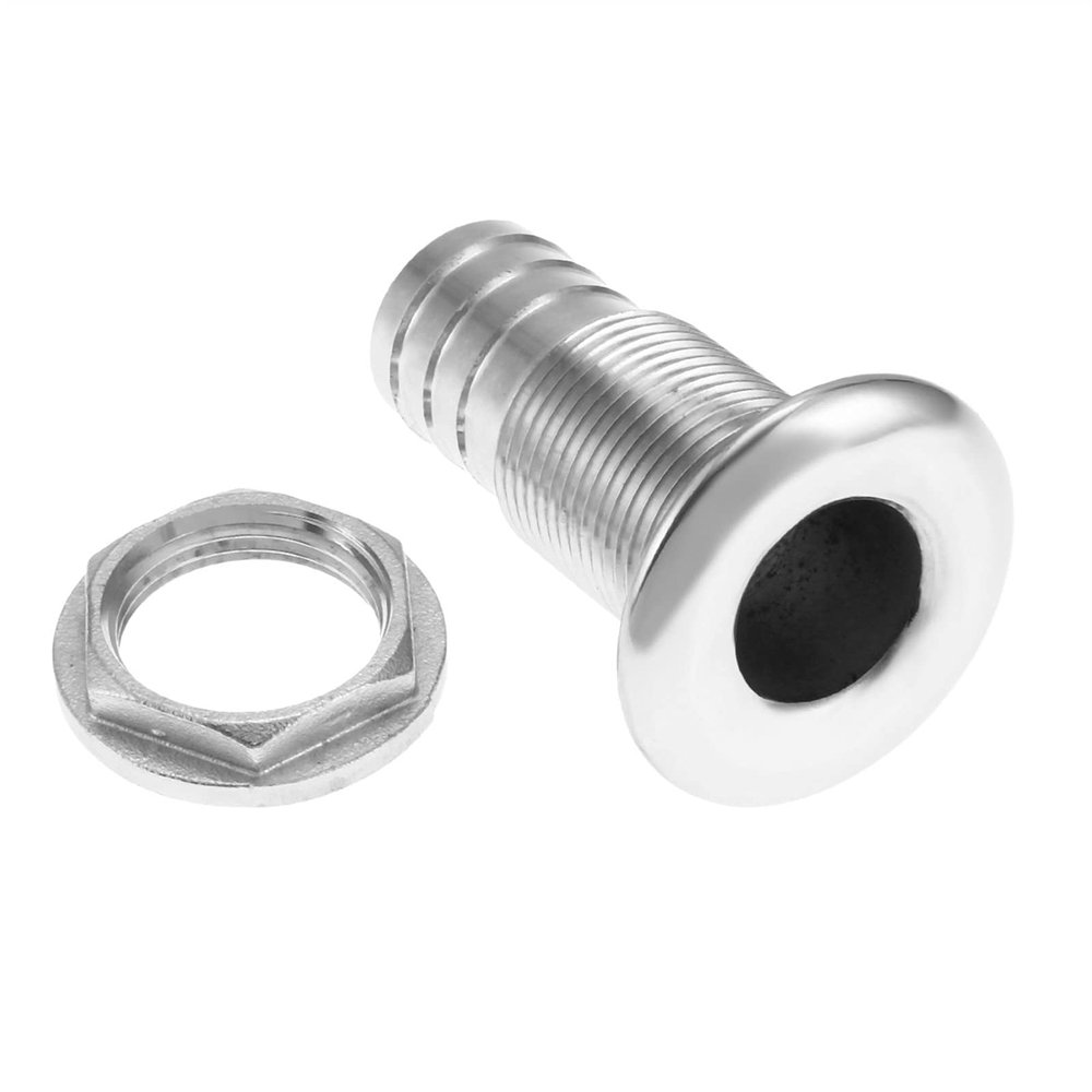 Lifyn2 Kayak 2Pcs 1-Inch Hose Barb Marine Stainless Steel Corrosion Resistance Boat Outlet Drain Joint Yacht Kayak Thru Hull Connector Fitting