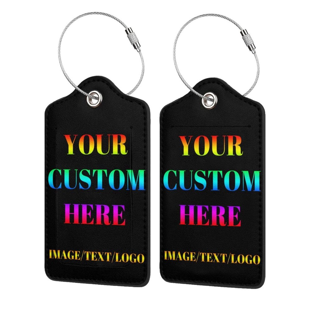 Custom Luggage Tag, Personalized Add Your Image Text Suitcase Labels Bag with Adjustable PVC Travel Accessories Id Identifier Baggage Cards for Women Men (Custom 03 (1 PCS))