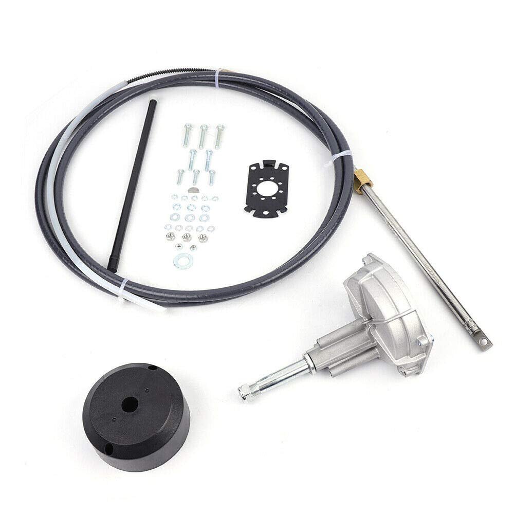 Boat Steering Cable 12 Inch Outboard Universal Rotary Steering Kit Marine 3-Turn Boat Rotary Steering Kit with 12 Steering Cable, 90 Degree Bezel Kit, Standard Steering Shaft for Boats Yachts Control