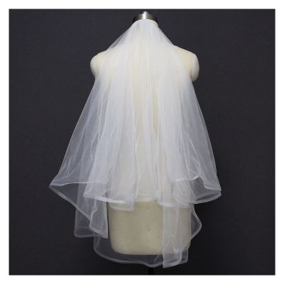 HANRUO 2 Layers Horsehair Short Wedding Veils Bridal Veil with Comb Voile Wedding Accessories (Color : White)