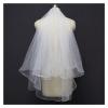 HANRUO 2 Layers Horsehair Short Wedding Veils Bridal Veil with Comb Voile Wedding Accessories (Color : White) view 1