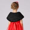 RUIXIA Flower Girls Faux Fur Bolero Shrug Princess Cape Winter Warm Shoulder Wrap Wedding Birthday Costume Party Evening Dress Up, Black view 3