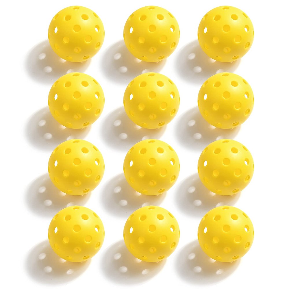 Geekman Premium 40 Holes Pickleball Balls for Outdoor Sport, USAPA Standard, True Flight, Highly Durable, 12 Pack