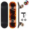 GIEEU Skateboards with Colorful Flashing Wheels for Beginners,Kids,Teens,Adults, Complete Standard Skate Boards 9 Layer Canadian Maple Deck Concave Skateboard (2-FIre) view 1