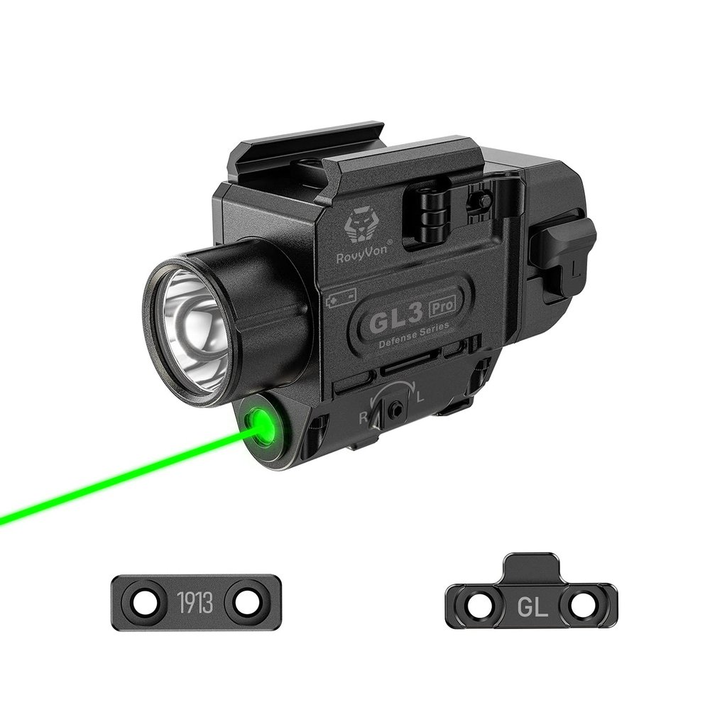 RovyVon GL3 Pro 700 Lumen USB C Rechargeable Weaponlight with Green Beam and White LED Combo, GL or 1913 Picatinny Rail Mounted Flashlight