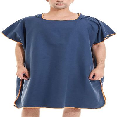 LSDRALOBBEB Beach Towels Sports Towel Changing Towel Changing Robe Towel Poncho with Hood for Beach, Swimming, Surfing,One Size Fit Black 811(Color:Navy)