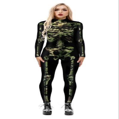 Honeystore Women's Skeleton Bodysuit Halloween Costume Bodycon Catsuit Jumpsuit BAX-161 L