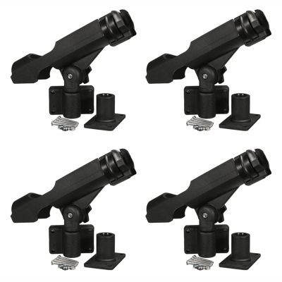 Lifyn2 Kayak 4 Pieces/Set 360 Degree Swivel Rotatable Marine Boat Kayak Yacht Rod Holder Rack Side Rail Mount Pole Rest Accessories (Color : Black)