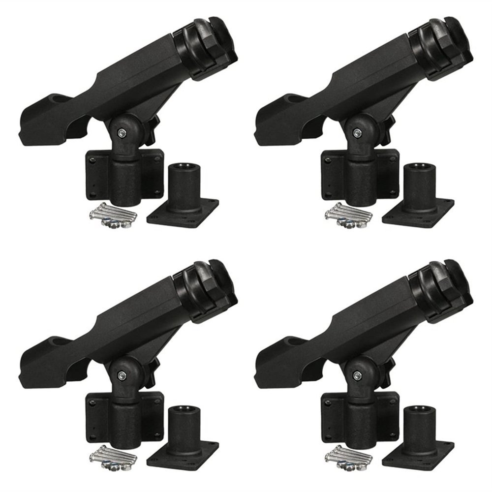 Lifyn2 Kayak 4 Pieces/Set 360 Degree Swivel Rotatable Marine Boat Kayak Yacht Rod Holder Rack Side Rail Mount Pole Rest Accessories (Color : Black)
