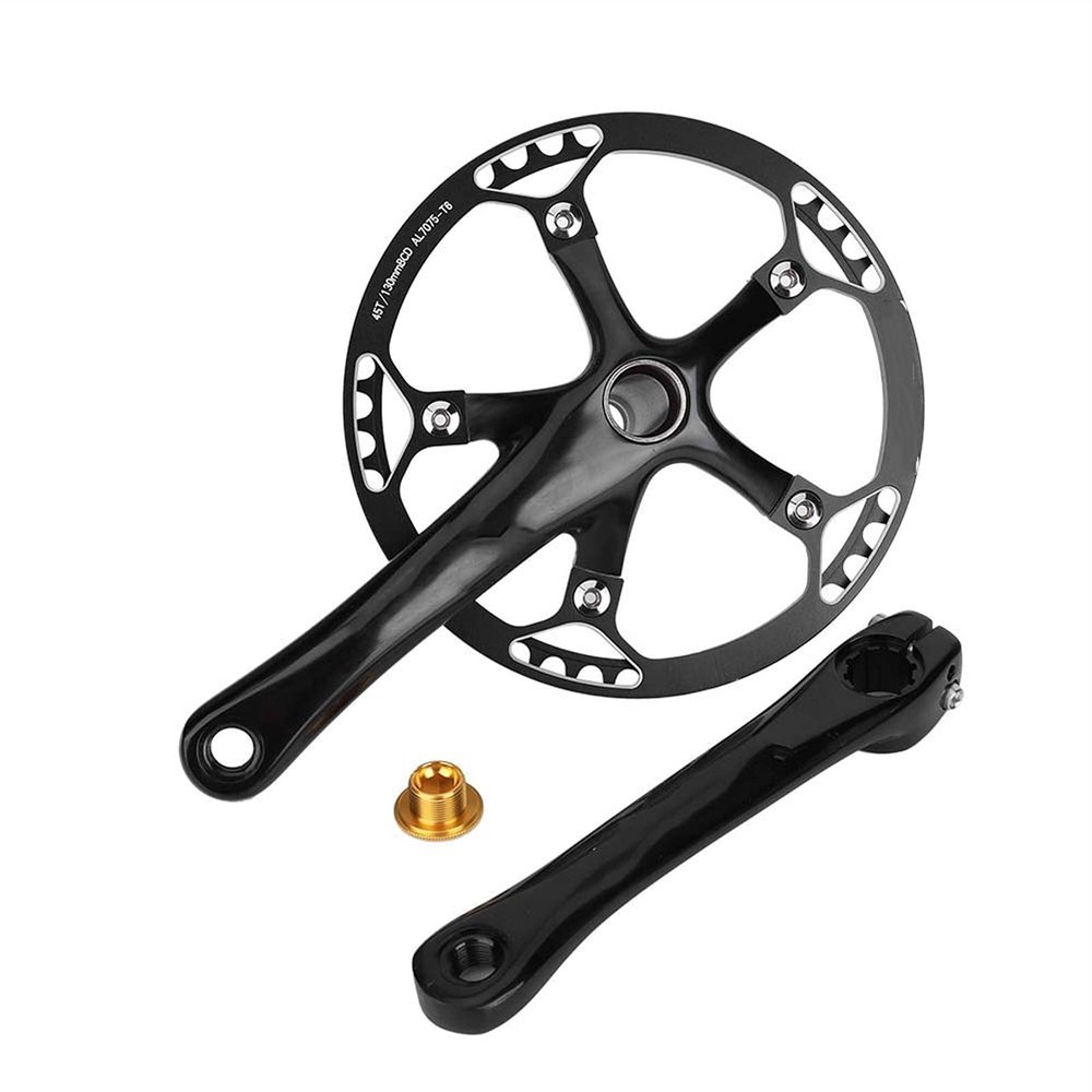 Bicycle Accessories 45/47/53T Bicycle Chainwheel Aluminium Alloy Bicycle Single Speed Hollow Integration Crankset Conversion Cranks Bike Parts (Color : 45T)
