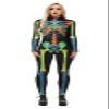 Honeystore Women's Skeleton Bodysuit Halloween Costume Bodycon Catsuit Jumpsuit BAX-162 XL