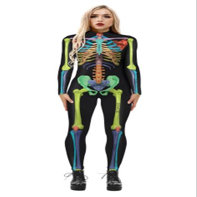 Honeystore Women's Skeleton Bodysuit Halloween Costume Bodycon Catsuit Jumpsuit BAX-162 S