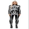 Honeystore Women's Skeleton Bodysuit Halloween Costume Bodycon Catsuit Jumpsuit BAX-160 S