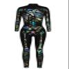 Honeystore Women's Skeleton Bodysuit Halloween Costume Bodycon Catsuit Jumpsuit BAX-164 S view 3