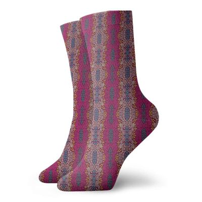 Colorful Fashion Compression Socks,Swirls And Spirals With Hearts Shapes Ornate Baroque Inspirations Ethnic,Performance Polyester Cushioned Athletic Crew Socks for Running,Athletic,Multicolor -12 inch