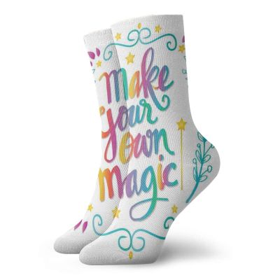 GULTMEE Funny Compression Socks Women and Men,Make Your Own Magic Message With Colorful Letters Rainbow Calligraphy Illustration,Best for Circulation,Running,Athletic,Nurse,Travel, -12 inch