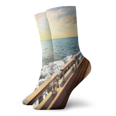 GULTMEE Funny Compression Socks Women and Men,Sailboat In Mediterranean Waves At Sunset Sky Relax Yacht Wind Relax Scenery,Best for Circulation,Running,Athletic,Nurse,Travel, -12 inch