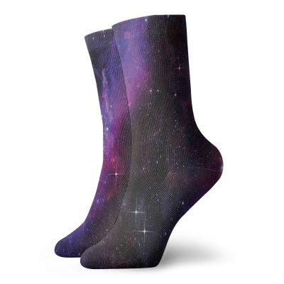Space Funny Compression Socks Women and Men,Nebula Dark Galaxy With Luminous Stars And Cosmic Rays Astronomy Explore Theme,Best for Circulation,Running,Athletic,Nurse,Travel,Magenta Blue -12 inch