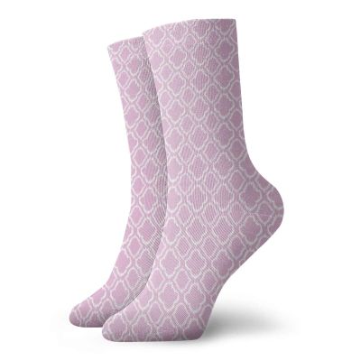 Ikat Fashion Compression Socks,Classical Ethnic In Pastel Feminine Colors Retro Tribal Illustration,Performance Polyester Cushioned Athletic Crew Socks for Running,Athletic,Lilac White -12 inch