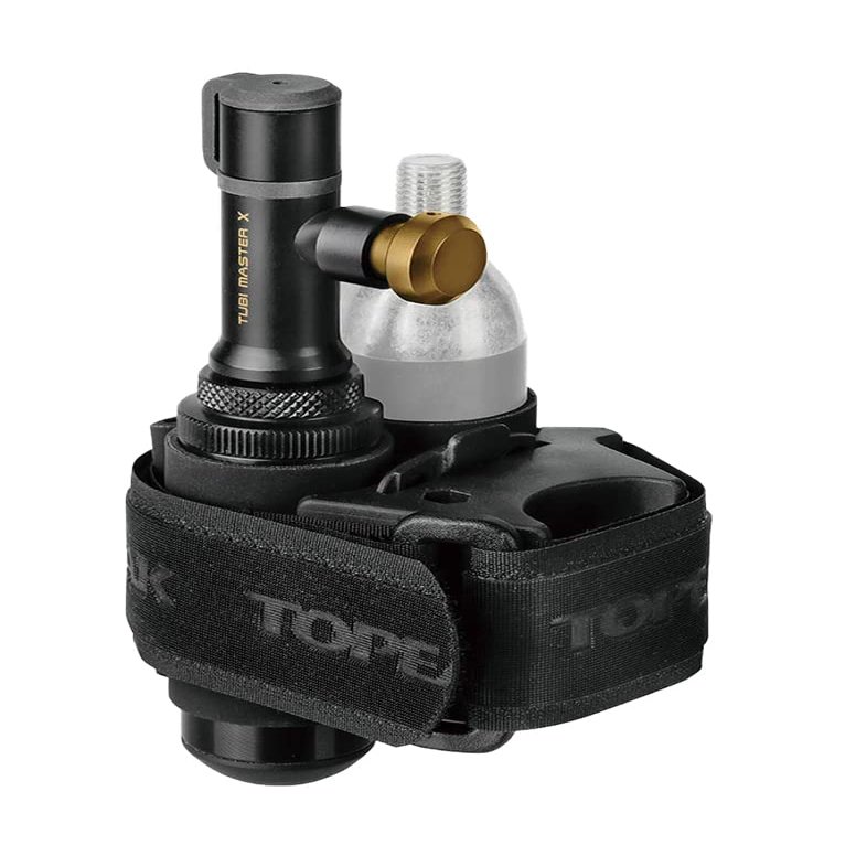 Topeak Tubi Master X Bike Tire Repair Kit  2-in-1 Tubeless Tire Repair and CO2 Inflation System, Compact CNC Aluminum Design with Mounting Strap and Plug Storage