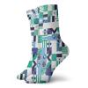 Mid Century Funny Compression Socks Women and Men,Geometric Modern Art Design In The Sixties Pop Art Shapes Pattern,Best for Circulation,Running,Athletic,Nurse,Travel,Sea Green Blue Black -12 inch view 1