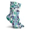 Mid Century Funny Compression Socks Women and Men,Geometric Modern Art Design In The Sixties Pop Art Shapes Pattern,Best for Circulation,Running,Athletic,Nurse,Travel,Sea Green Blue Black -12 inch view 2