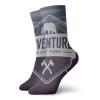 Adventure Funny Compression Socks Women and Men,Motivational Quote Hatchets And Bear Mountain Landscape,Best for Circulation,Running,Athletic,Nurse,Travel,Dark Purple Slate Blue Pale Grey -12 inch view 1